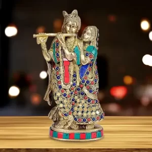 Brass lord Radha Krishna idol