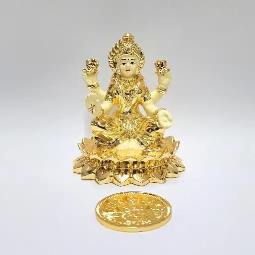 Gold Plated Goddess Laxmi Idol