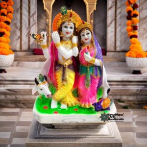 Radha Krishna With Cow Idol Statute