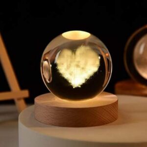 3D Love Heart Crystal Ball Night Lamp