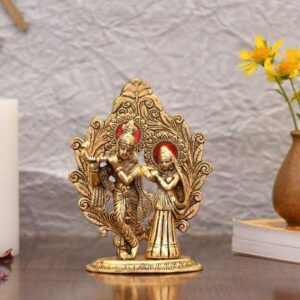 Collectible India Gold Plated Radha Krishna Statue