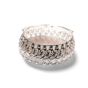 German Silver Round Flower Basket