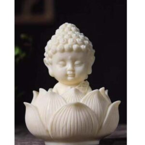 Lotus Baby Buddha Statue in White