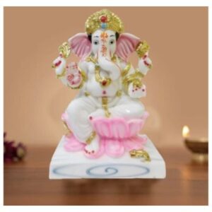 White Ganesh ji Murti Ganesha Ganpati Maharaj Murti Statue for Pooja Room