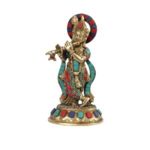 Brass Krishna Idol with Flute