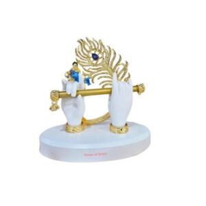 Gold-Plated Krishna Idol with Flute for Car and Home Décor