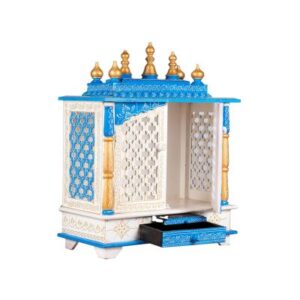 Blue Handcrafted Wooden Mandir