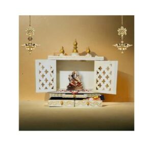 Vipron Handpainted Wooden Mandir With Doors