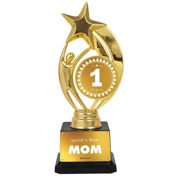 Jhingalala World's Best Mom Golden Trophy for Mother's Day