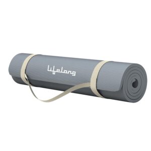Lifelong 4mm Yoga Mat - Grey, Anti-Slip for Workout and Yoga