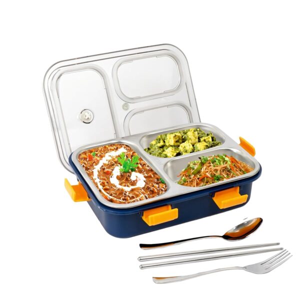 Brand Conquer Stainless Steel 3-Compartment Lunch Box