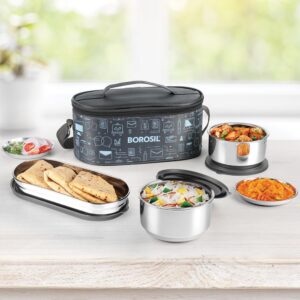 Borosil Carry Fresh Stainless Steel Lunchbox Set