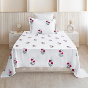 Cotton Single Bedsheet Red Rose