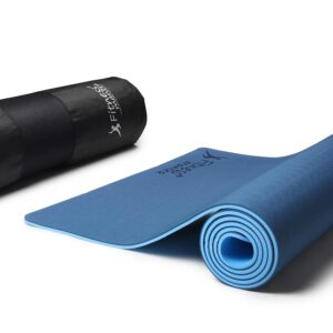 Dual Color Anti-Slip Yoga Mat - 6mm, Navy + Sky
