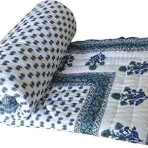 Jaipuri Floral Print Single Bed Quilt