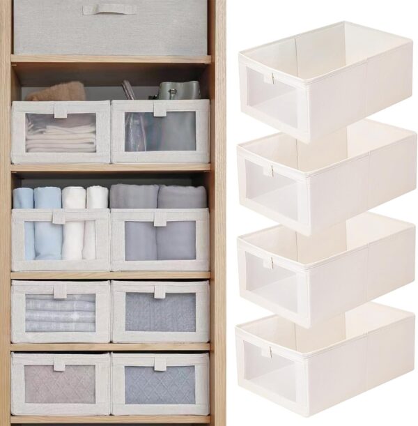 FLYNGO Wardrobe Organizer ? 2 Pcs, Foldable Clothes Storage Box with Transparent Window
