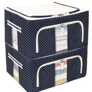 FLYNGO Foldable Steel Frame Clothes Organizer ? 24 Ltr, Set of 2 Storage Baskets