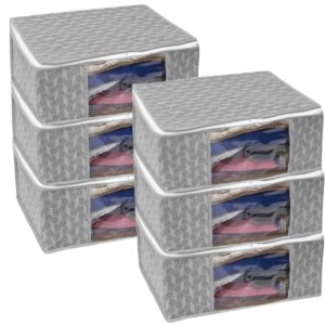 Homestrap Saree Covers ? Set of 6, Grey Non-Woven Cloth Storage Organizers