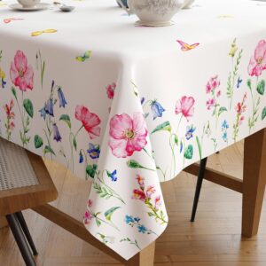 Encasa XO Polyester Dining Table Cover ? Pink Butterflies Print for Kitchen Tables