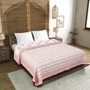BLOCKS OF INDIA 100% Cotton Dohar ? King Size Reversible AC Blanket for Summer