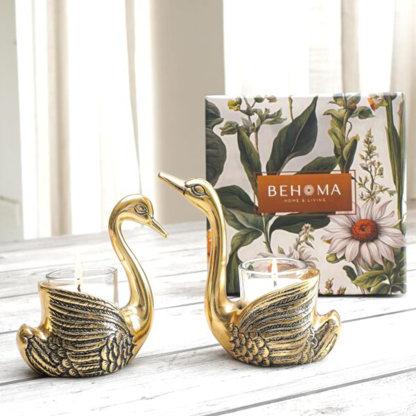 Metal Swan Candle Holder Combo as Mother's Day Gift