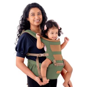 LuvLap Royal Hip Seat Baby Carrier - Adjustable for Newborn to Toddler, Green