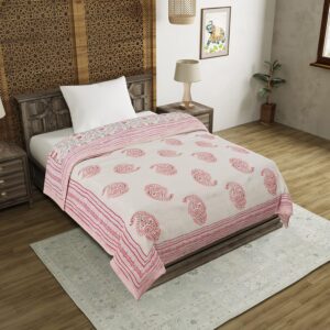 Cotton Hand Block Print Quilt Single Bed