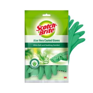 Aloe Coated Latex Gloves with Anti-Slip Grip for Cleaning