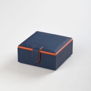 Faux Leather Storage Box - 5x5x2 Inch, Magnetic Lock