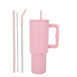 Vacuum Insulated Tumbler for Coffee - 1.2L, Pink, with Straw