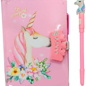 Password Lock Unicorn Diary for Kids - 80 Pages, Gift Option