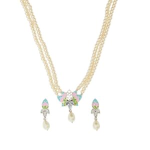 Victorian Teardrop Pearl Jewelry Set - Silver Toned, Faux Pearls