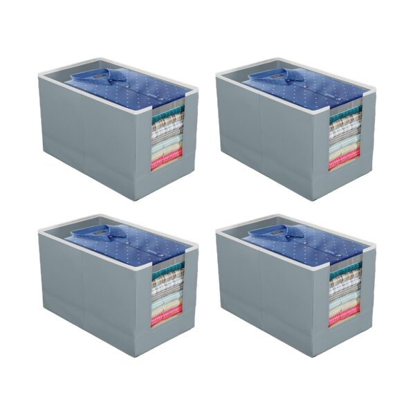 Grey Shirt Organizer for Closet with Foldable Design, Set of 4