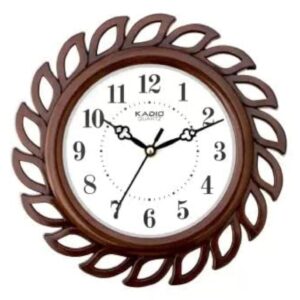 Classic Brown Wall Clock with Glass Cover - 24.5cm x 24.5cm