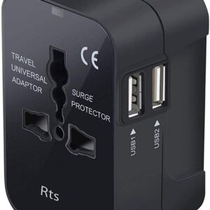 Universal Travel Adapter with USB - 100-250V, Worldwide Use