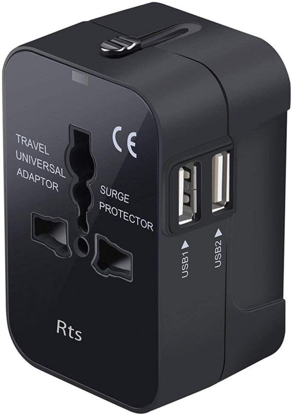 Universal Travel Adapter with USB - 100-250V, Worldwide Use