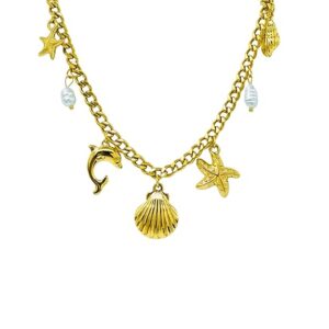 Lightweight Seashell Charm Necklace for Women, Anti-Tarnish