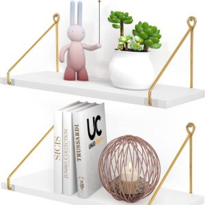 Gold & White Wall Mounted Shelves - Set of 2