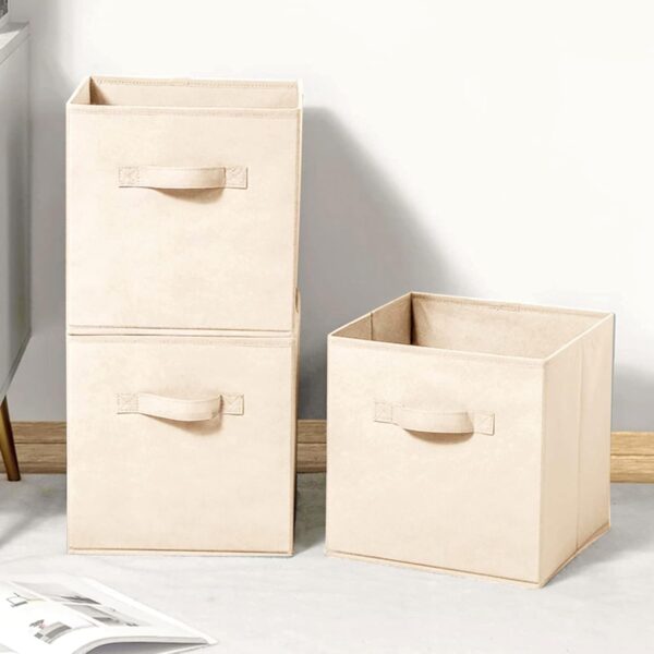 Collapsible Storage Cubes for Home - Set of 3, Beige