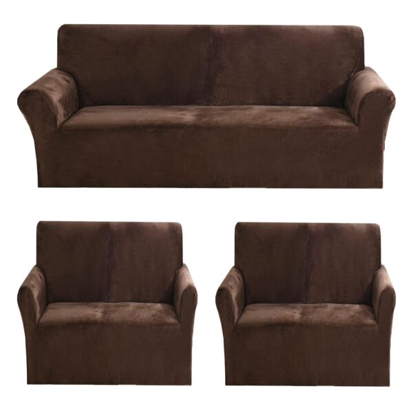 Brown Velvet 5-Seater Sofa Cover