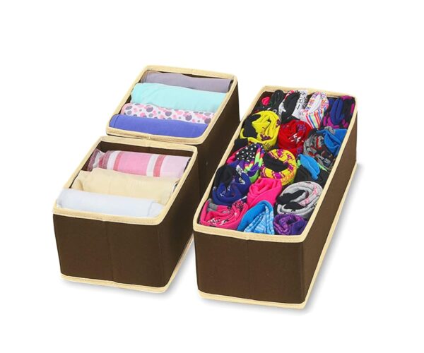 Fabric Drawer Organizer Cube - 14x10x10cm, Brown