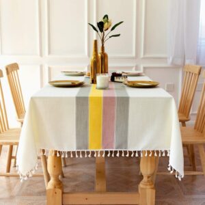 Stain-Resistant Dining Table Cover - 52x92 Inch, Yellow Grey