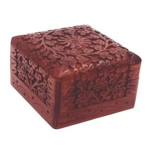 Kashmiri Carved Wooden Jewellery Box - 4x4 Inch