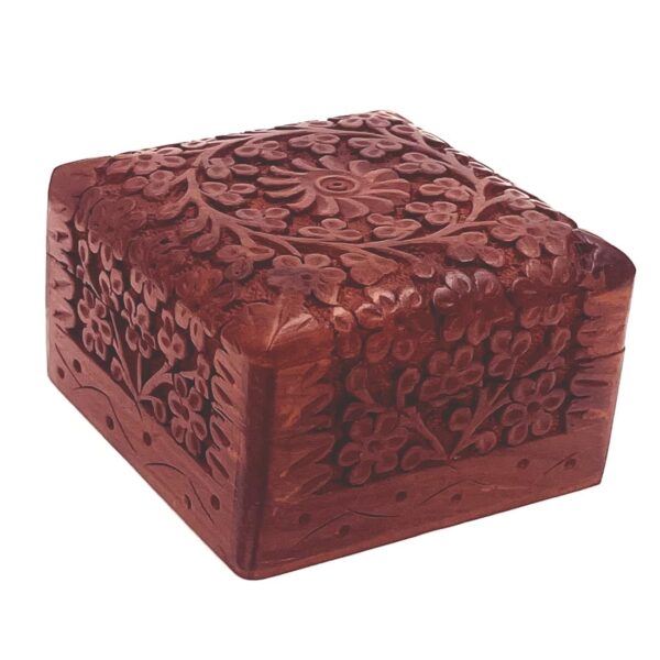 Kashmiri Carved Wooden Jewellery Box - 4x4 Inch