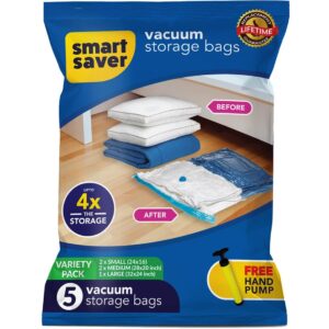 Reusable Vacuum Sealer Bags 5PC, Includes Hand Pump
