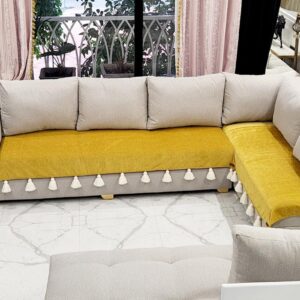 Mustard U-Shape 8-Seater Sofa Cover