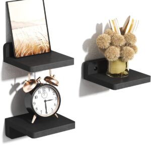 Set of 3 Mini Floating Shelves - Black Wall Decor