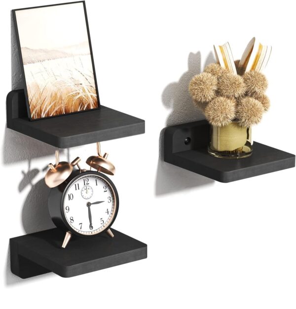 Set of 3 Mini Floating Shelves - Black Wall Decor
