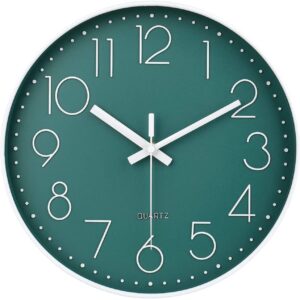 Decorative Non-Ticking Wall Clock - Green, Easy to Read