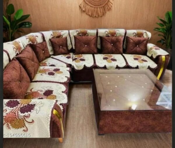 Floral L-Shape Sofa Cover Set